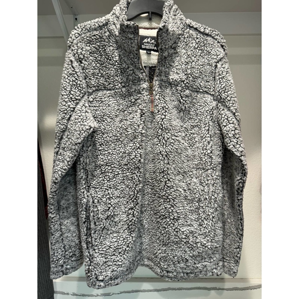 Grizzly‎ Sherpa Quarter Zip Size Small Grey/White